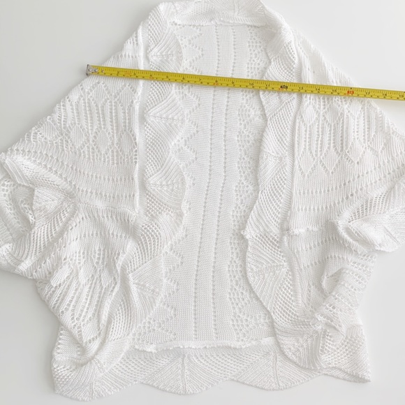 Short-Sleeve Knit Cardigan (White) - Picture 4 of 5